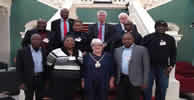 Group photograph with the team from the Royal Borough of Greenwich<br>
Front row: Mr. Olugbenga Shogbamu; Hon. Omobolanle Akinyemi-Obe (Executive Chairman Coker Aguda LCDA); Mayor Christine May (Mayor Royal Borough of Greenwich), Mr. Olusola Tobun<br>
2nd row: Mr Tunji Sobodu (E-Enhanced Services Ltd; Mrs Lynette Sobodu (E-Enhanced Services Ltd); dr. Sanusi Alli; Mr. Victor Alivide <br>
3rd row: Cllr Olu Babatola (Former Mayor Royal Borough of Greenwich 2016 - 2017); Cllr David Gardner (Deputy Leader); 

Cllr John Fahy
